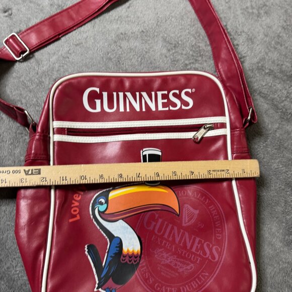 Guinness Beer Messenger Shoulder Bag Ireland Vegan Leather Toucan Lovely Day Red - Picture 5 of 7